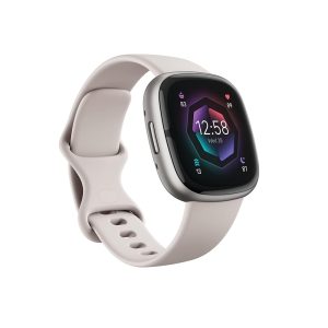 Fitbit Sense 2 Advanced Health and Fitness Smartwatch with Tools to Manage Stress and Sleep, ECG App, SpO2, 24/7 Heart Rate and GPS, Lunar White/Platinum, One Size (S & L Bands...