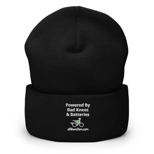Cuffed Form-Fitting Beanie – “Powered By Bad Knees & Batteries” – eBikersDen