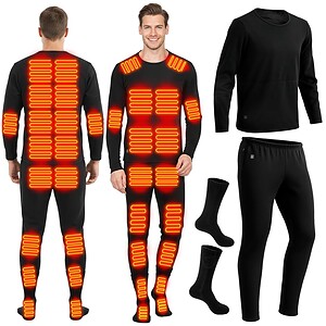 Heated Thermal Underwear and Socks Set USB Heated Thermals Top Pants Set Winter Outdoor
