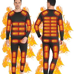 Heated Thermal Underwear for Men Women USB Charge 42 Zone Intelligent Heated Long Johns for Men Women & XS-4XL