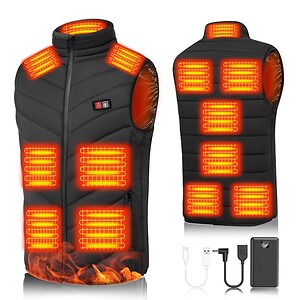 JIAE [2025 Version] 11 and 13 Heating Zones Heated Vest with 30000mAh 7.4V Battery, 6 Heating Levels Electric Heating Jacket