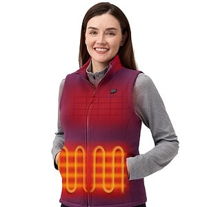 ORORO [Upgraded] Women's Heated Fleece Vest with Heated Collar and Battery, Lightweight Heating Vest Fleece