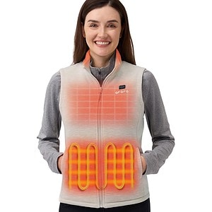ORORO [Upgraded] Women's Heated Fleece Vest with Heated Collar and Battery, Lightweight Heating Vest Fleece