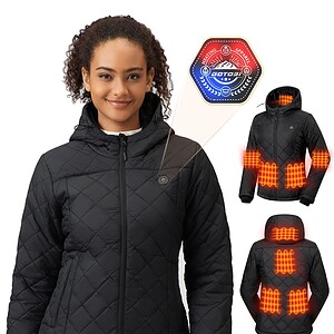 Quilted Heated Jackets for Women With 12V 18400mAh Battery Pack, Lightweight Coat for Cycling, Camping & Ice Skating