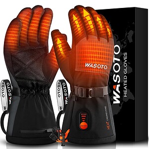 WASOTO Heated Gloves for Men Women 7.4V Battery 22.2WH Rechargeable Heated Ski Gloves Touchscreen Waterproof Electric Heated Fishing Gloves for Winter Outdoor Work Skiing Hiking...