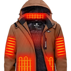 WASOTO Heated Jackets for Men Fur Lining with 18400mAh Battery Pack Charger included Rechargeable Waterproof for Hunting Work